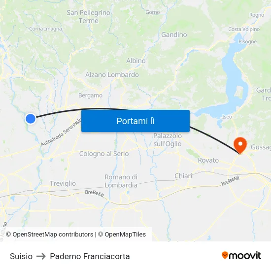 Suisio to Paderno Franciacorta map