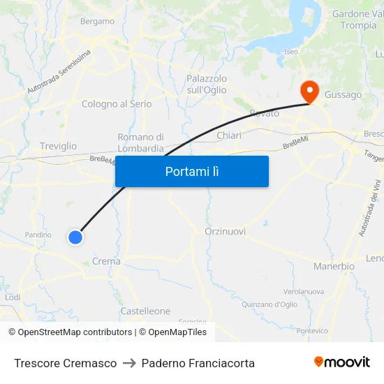 Trescore Cremasco to Paderno Franciacorta map