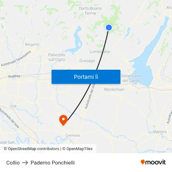 Collio to Paderno Ponchielli map