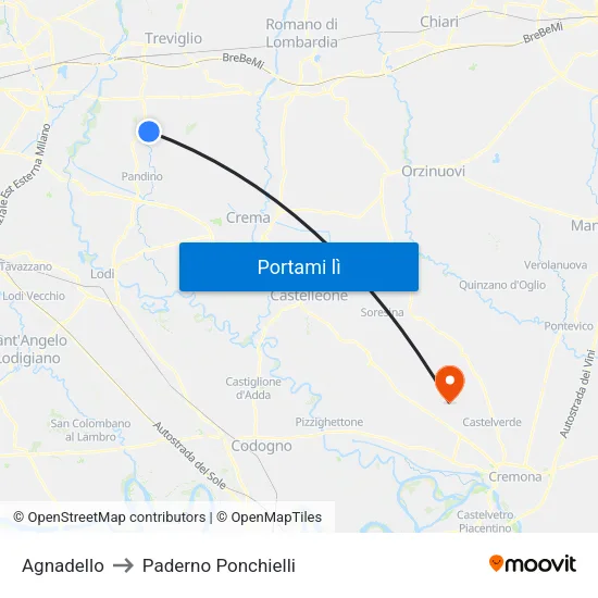 Agnadello to Paderno Ponchielli map