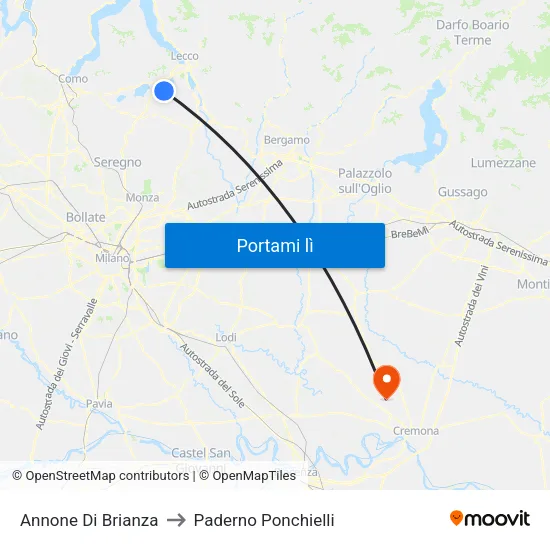 Annone Di Brianza to Paderno Ponchielli map