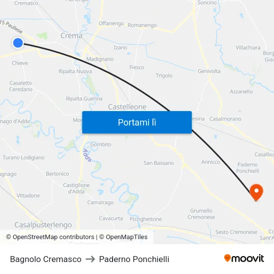 Bagnolo Cremasco to Paderno Ponchielli map