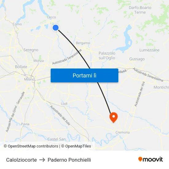 Calolziocorte to Paderno Ponchielli map