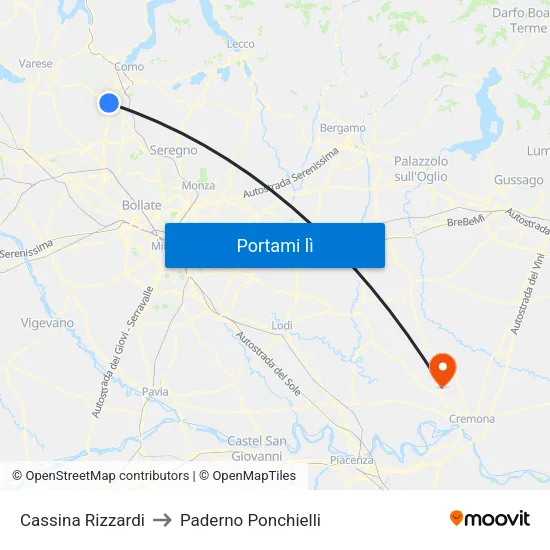 Cassina Rizzardi to Paderno Ponchielli map