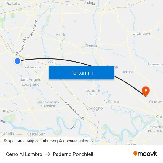 Cerro Al Lambro to Paderno Ponchielli map