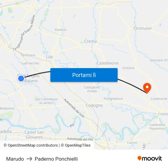 Marudo to Paderno Ponchielli map