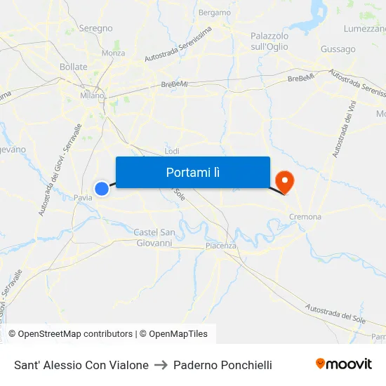 Sant' Alessio Con Vialone to Paderno Ponchielli map