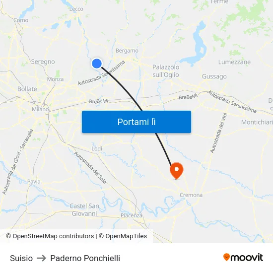 Suisio to Paderno Ponchielli map