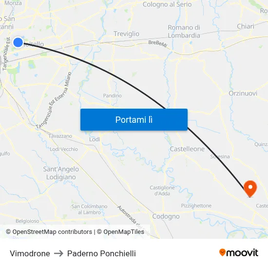 Vimodrone to Paderno Ponchielli map