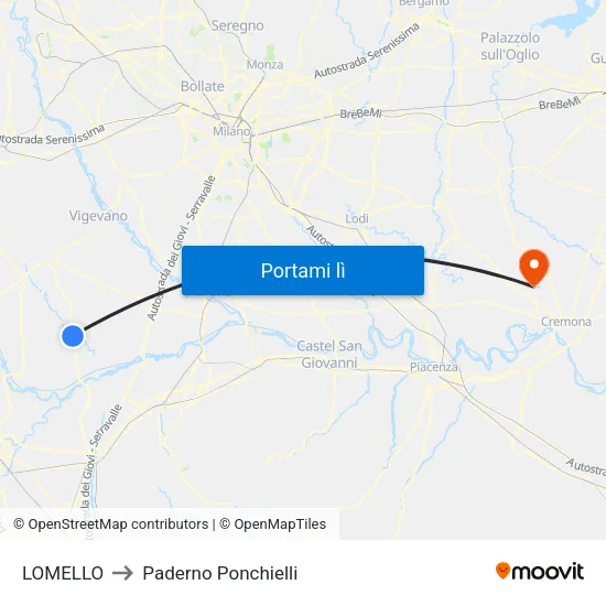 LOMELLO to Paderno Ponchielli map