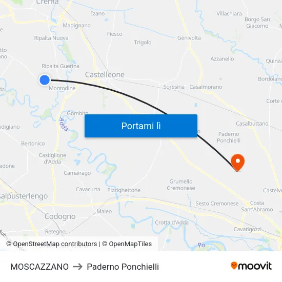 MOSCAZZANO to Paderno Ponchielli map