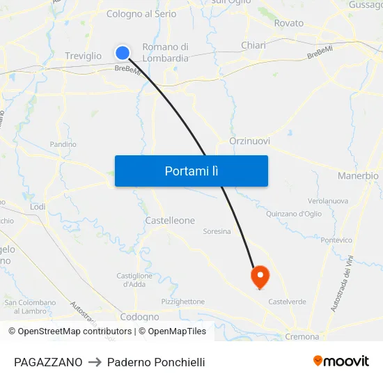 PAGAZZANO to Paderno Ponchielli map