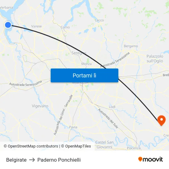 Belgirate to Paderno Ponchielli map