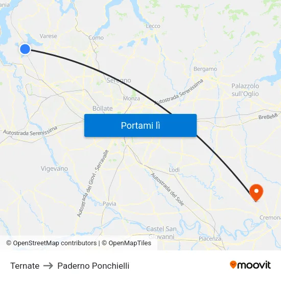 Ternate to Paderno Ponchielli map