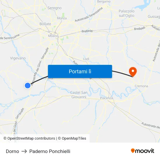 Dorno to Paderno Ponchielli map