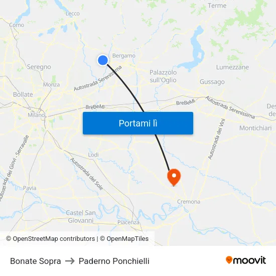 Bonate Sopra to Paderno Ponchielli map