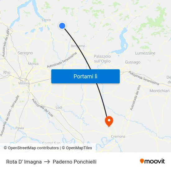 Rota D' Imagna to Paderno Ponchielli map