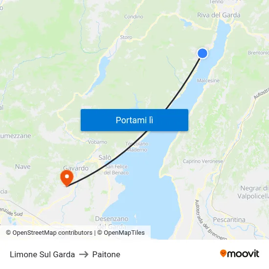 Limone Sul Garda to Paitone map