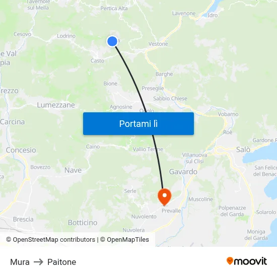Mura to Paitone map