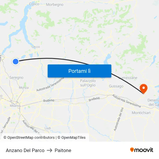 Anzano Del Parco to Paitone map