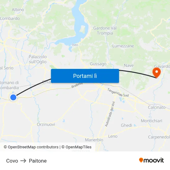 Covo to Paitone map