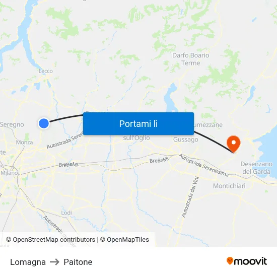 Lomagna to Paitone map