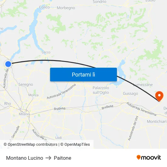 Montano Lucino to Paitone map