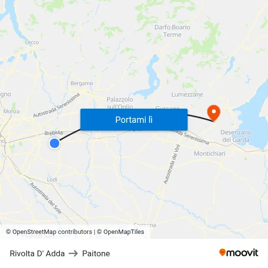 Rivolta D' Adda to Paitone map