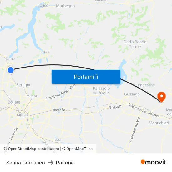 Senna Comasco to Paitone map