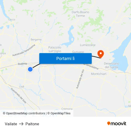 Vailate to Paitone map