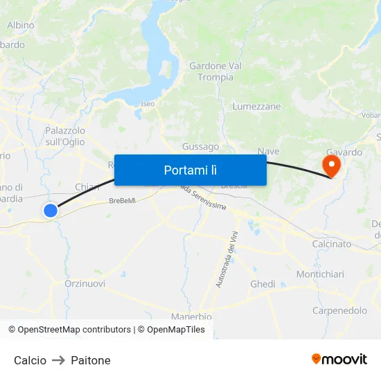 Calcio to Paitone map