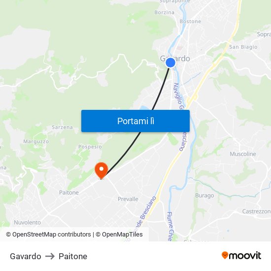 Gavardo to Paitone map