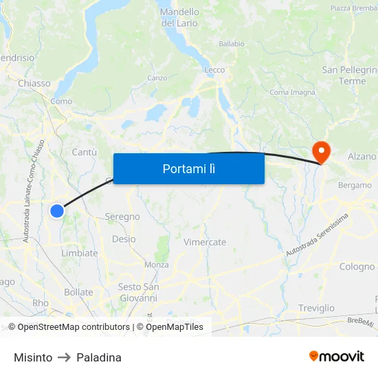 Misinto to Paladina map