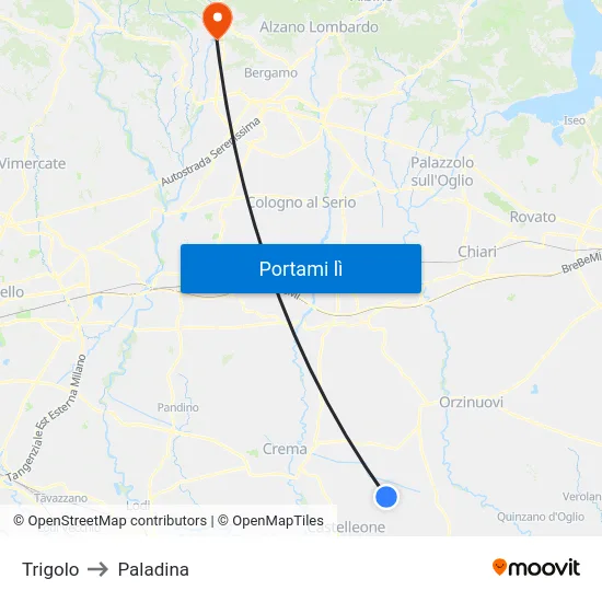 Trigolo to Paladina map