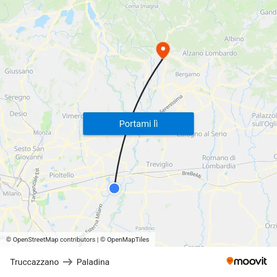 Truccazzano to Paladina map