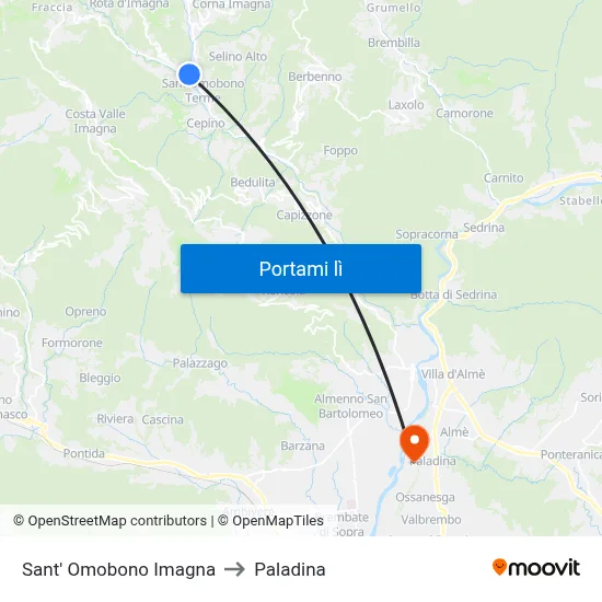 Sant' Omobono Imagna to Paladina map