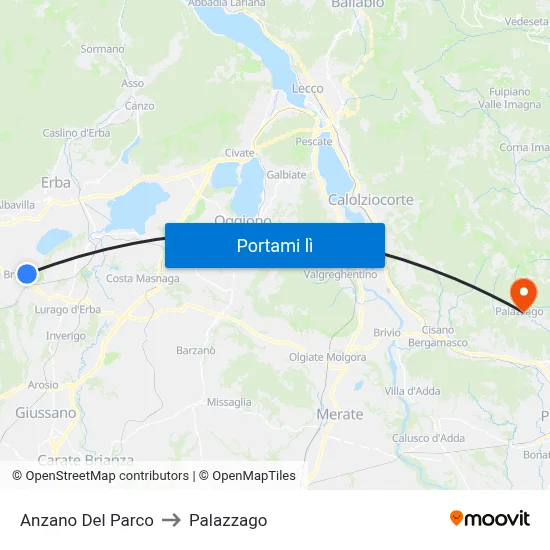Anzano Del Parco to Palazzago map