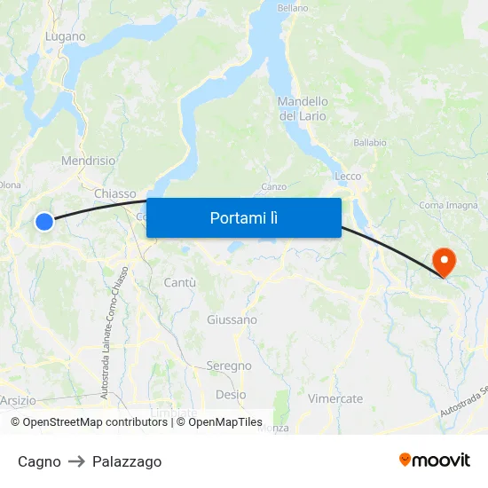 Cagno to Palazzago map