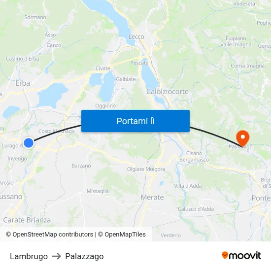 Lambrugo to Palazzago map