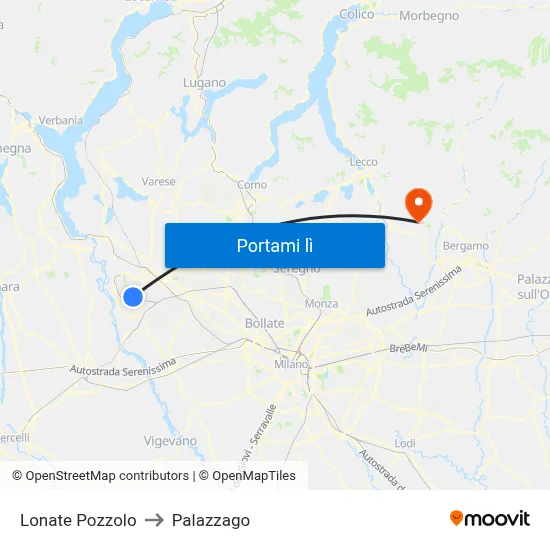 Lonate Pozzolo to Palazzago map