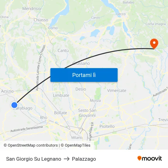 San Giorgio Su Legnano to Palazzago map