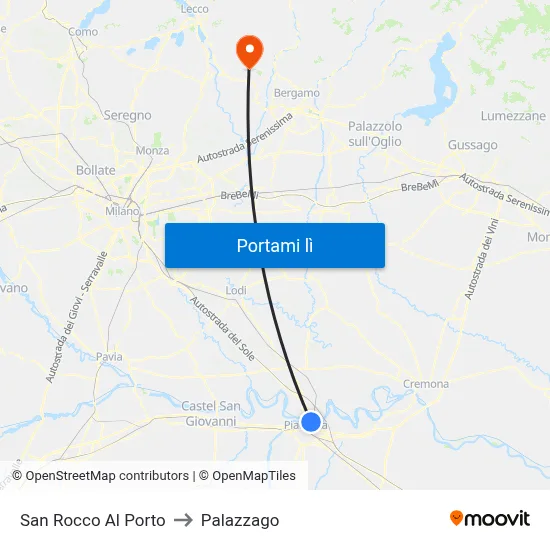 San Rocco Al Porto to Palazzago map