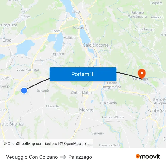 Veduggio Con Colzano to Palazzago map