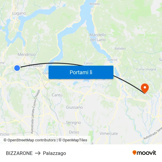 BIZZARONE to Palazzago map