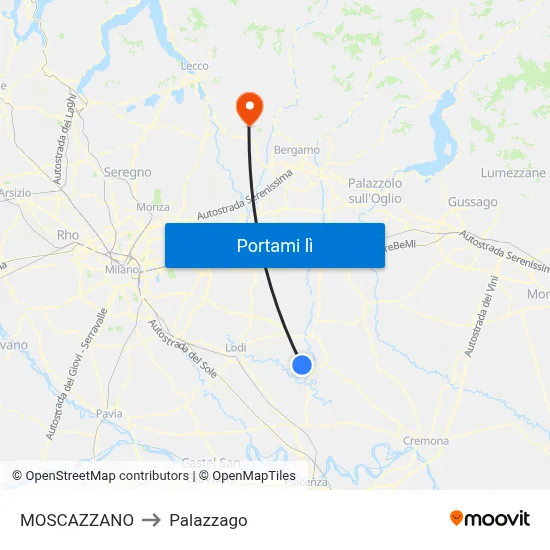MOSCAZZANO to Palazzago map
