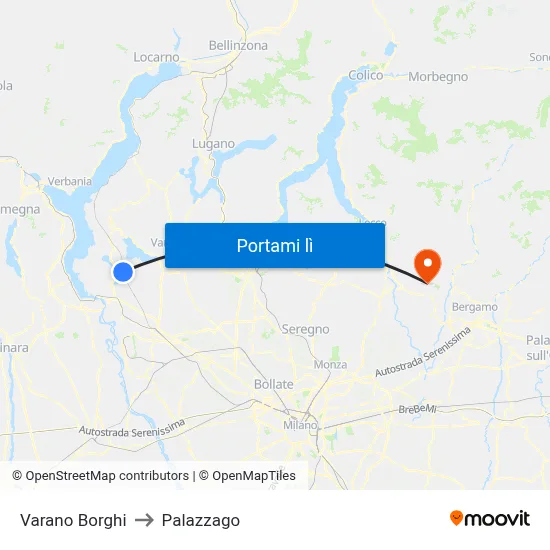 Varano Borghi to Palazzago map