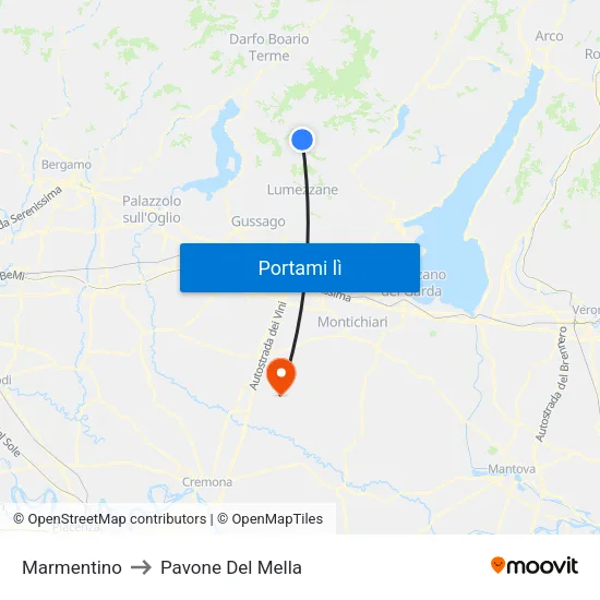 Marmentino to Pavone Del Mella map