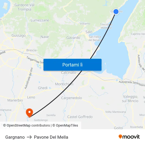 Gargnano to Pavone Del Mella map