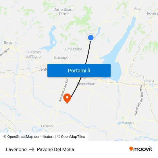 Lavenone to Pavone Del Mella map