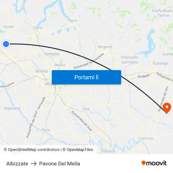 Albizzate to Pavone Del Mella map
